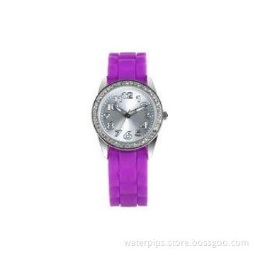 Jelly Diamond Lady Silicone Wristband Watches waterproof ,
